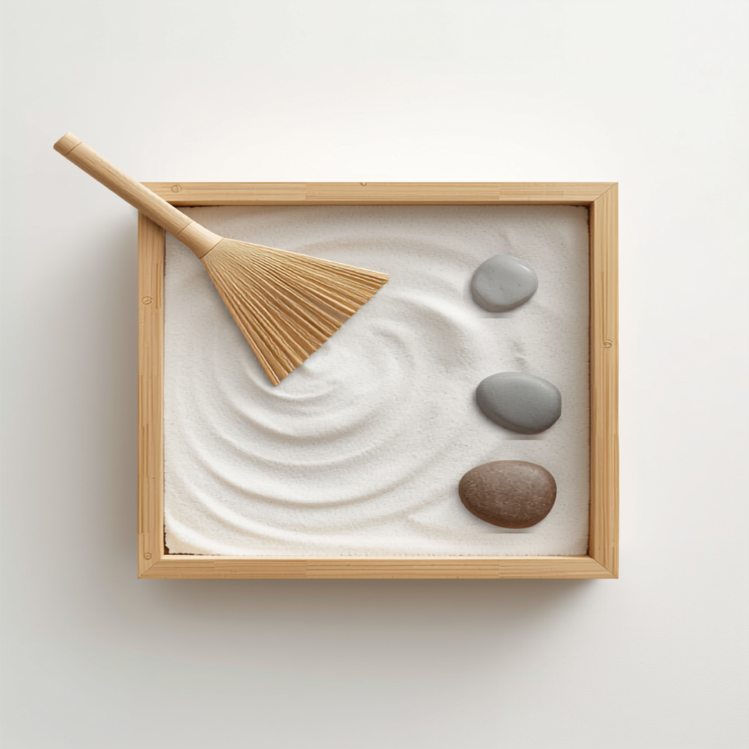 Mini Jardim Zen de Areia — Desktop Zen