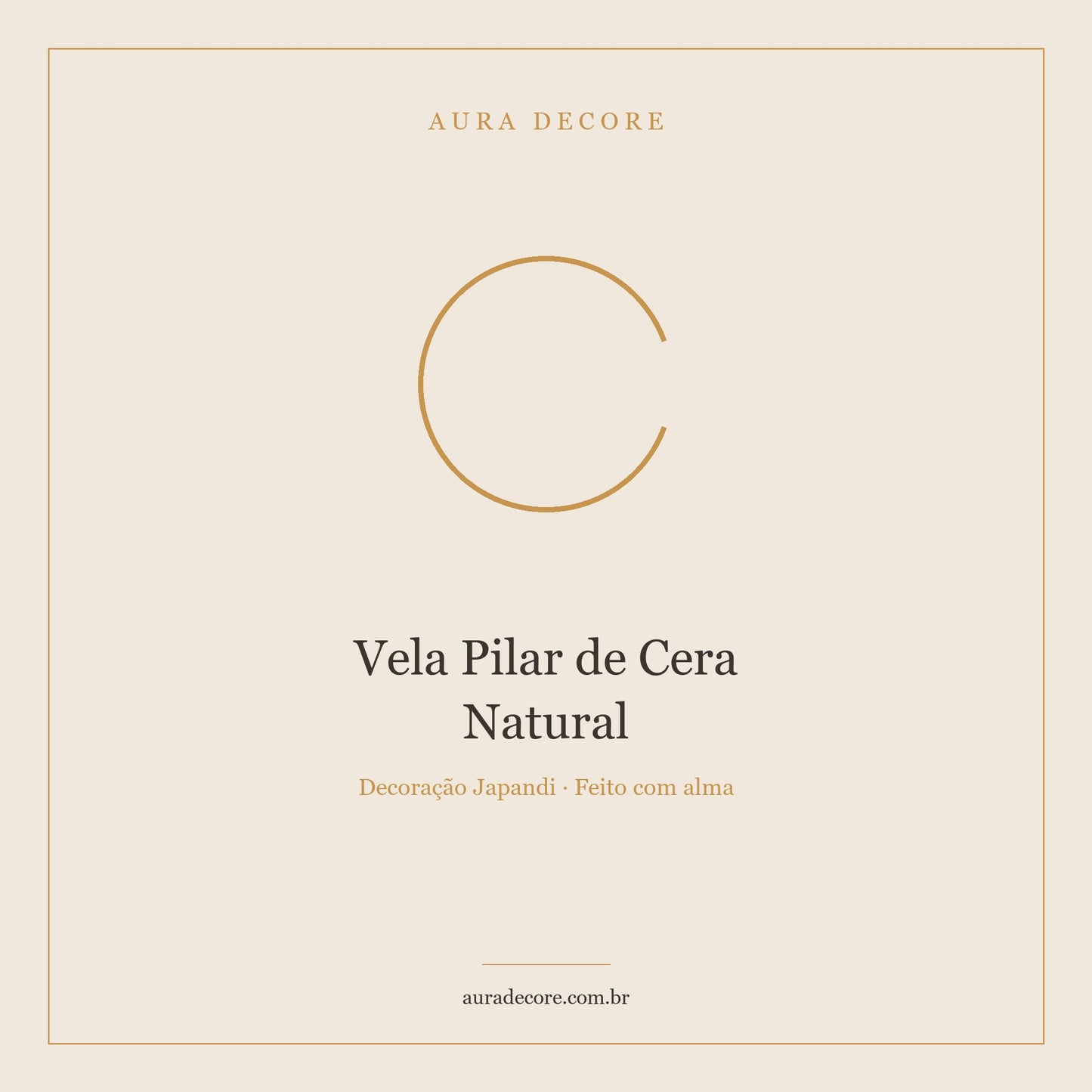Vela Pilar Cera Natural Tom Argila — Escultura que Acende | Aura Decore