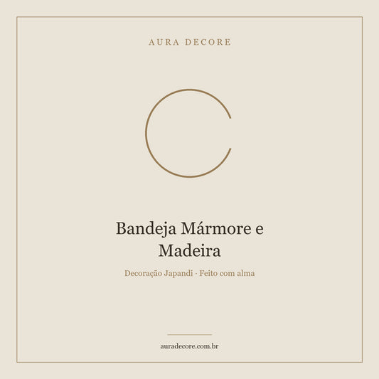 Bandeja Mármore e Madeira Oval — Sofisticação Natural | Aura Decore