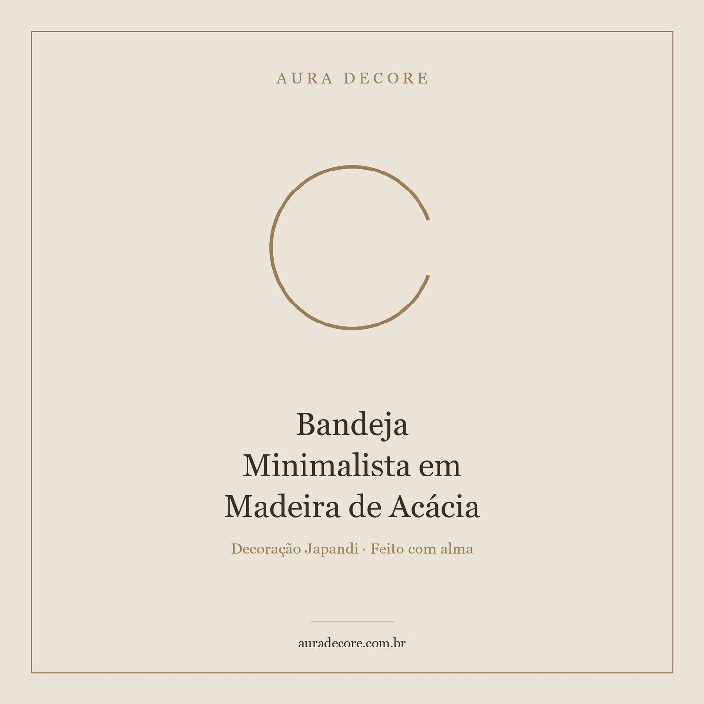 Bandeja Madeira Acácia Minimalista — Organização com Alma | Aura Decore