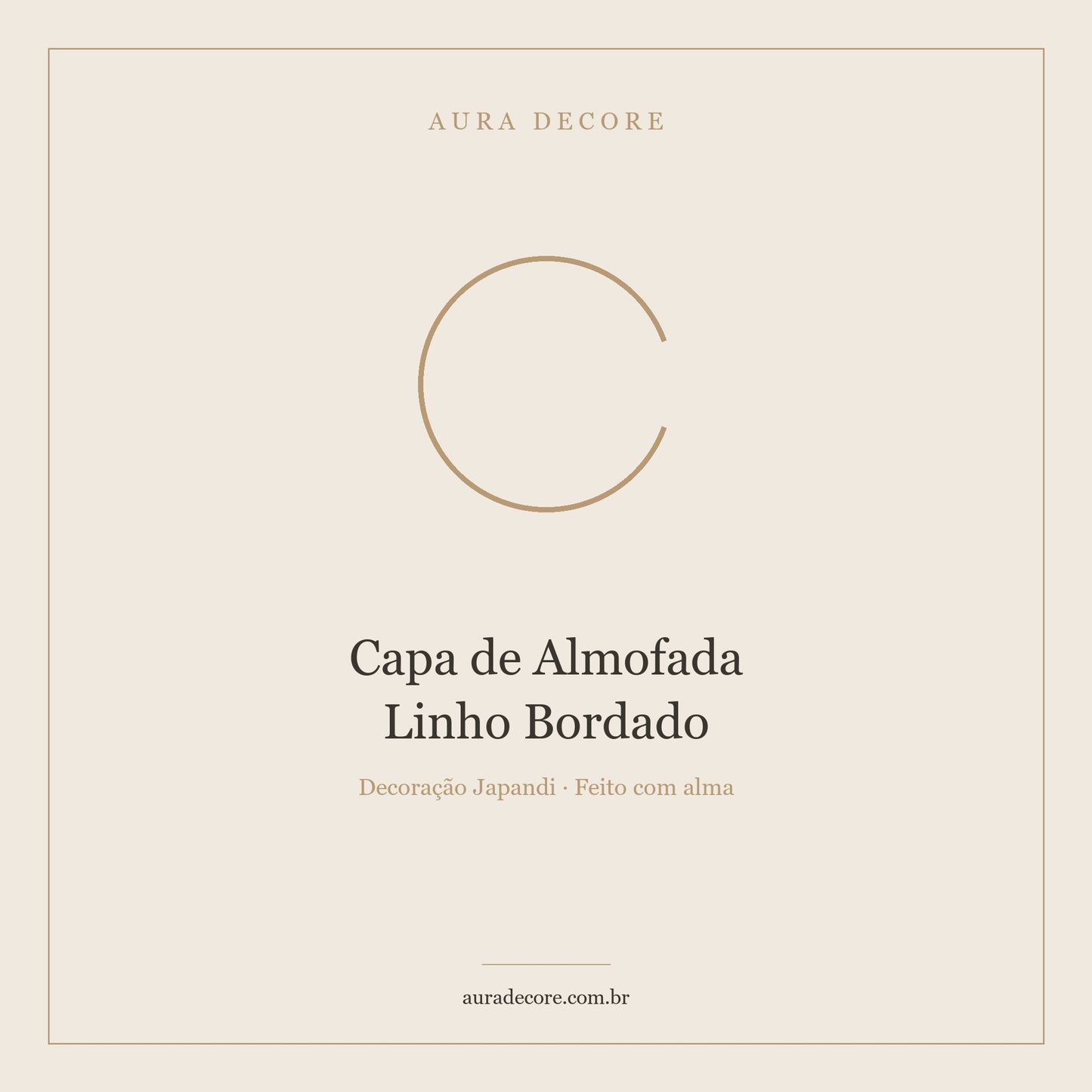 Capa Almofada Linho Bordado Bege — Elegância Orgânica | Aura Decore