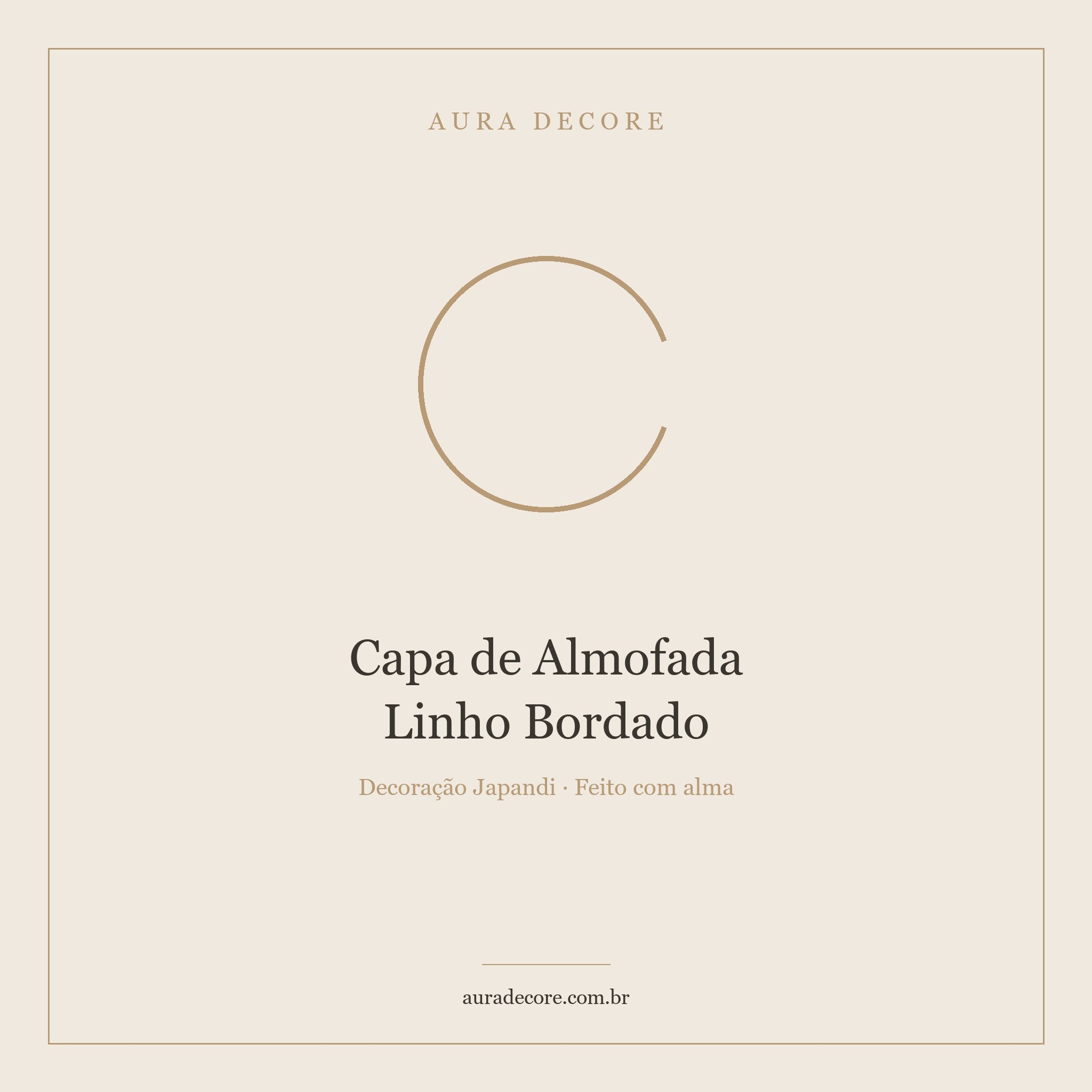 Capa Almofada Linho Bordado Bege — Elegância Orgânica | Aura Decore