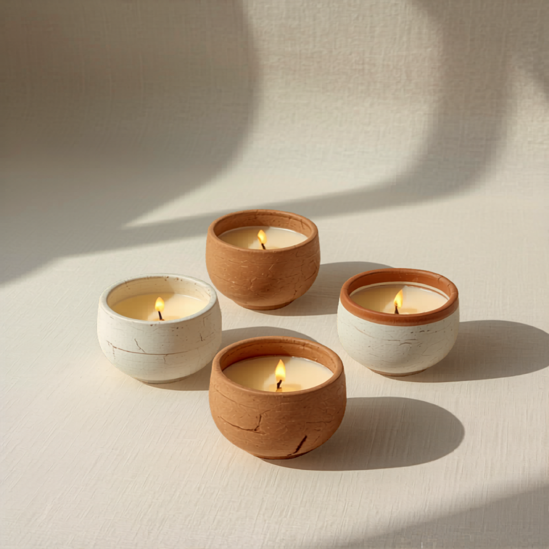 Porta-Tealight Cerâmica — Set 4 Peças