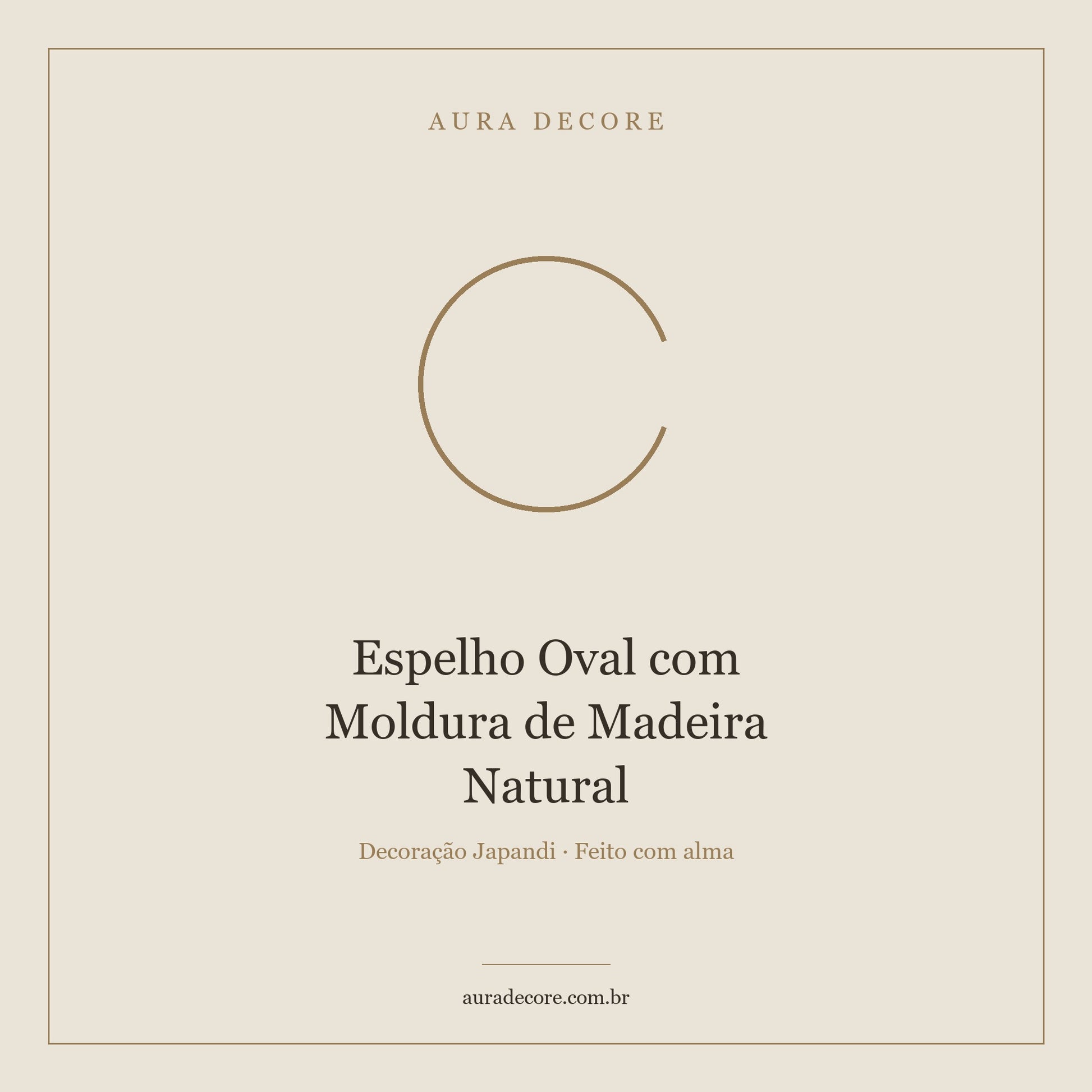 Espelho Oval Moldura Madeira Natural — Ponto Focal Wabi-Sabi | Aura Decore