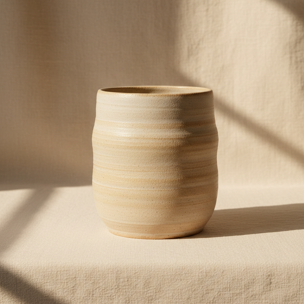 Jarro Cerâmico Minimalista Areia — Aura Decore