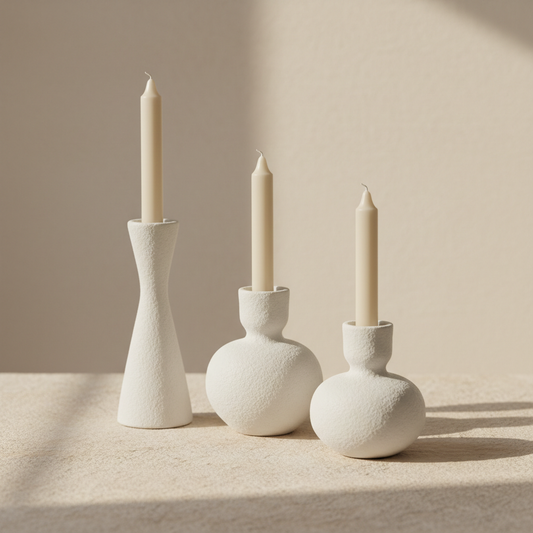 Porta-Velas Cerâmica Trio — Aura Decore