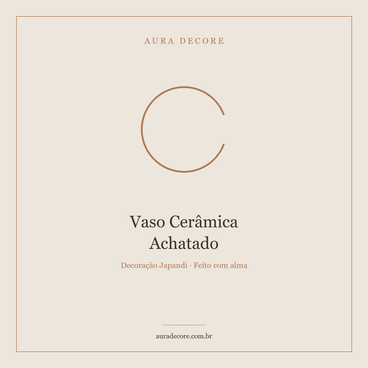 Vaso Cerâmica Achatado Wabi Low — Beleza Rasa Japandi Artesanal | Aura Decore