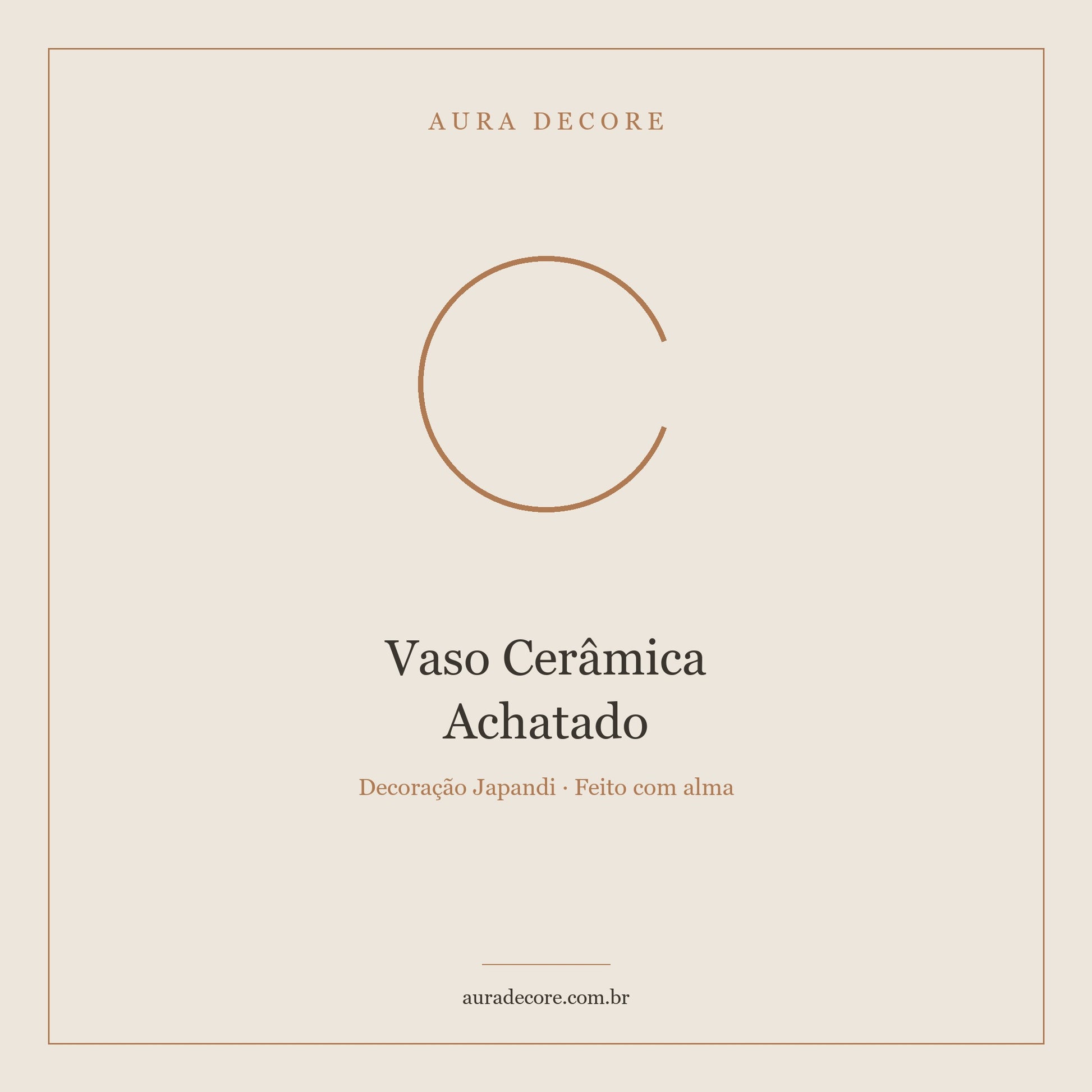 Vaso Cerâmica Achatado Wabi Low — Beleza Rasa Japandi Artesanal | Aura Decore