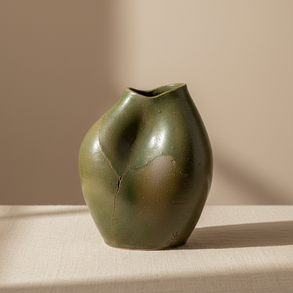 Vaso Cerâmica Orgânico Olivo — Aura Decore