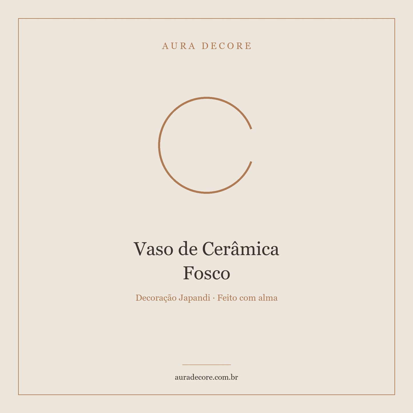 Vaso Cerâmica Fosco Bege Areia — Japandi Minimalista Artesanal | Aura Decore