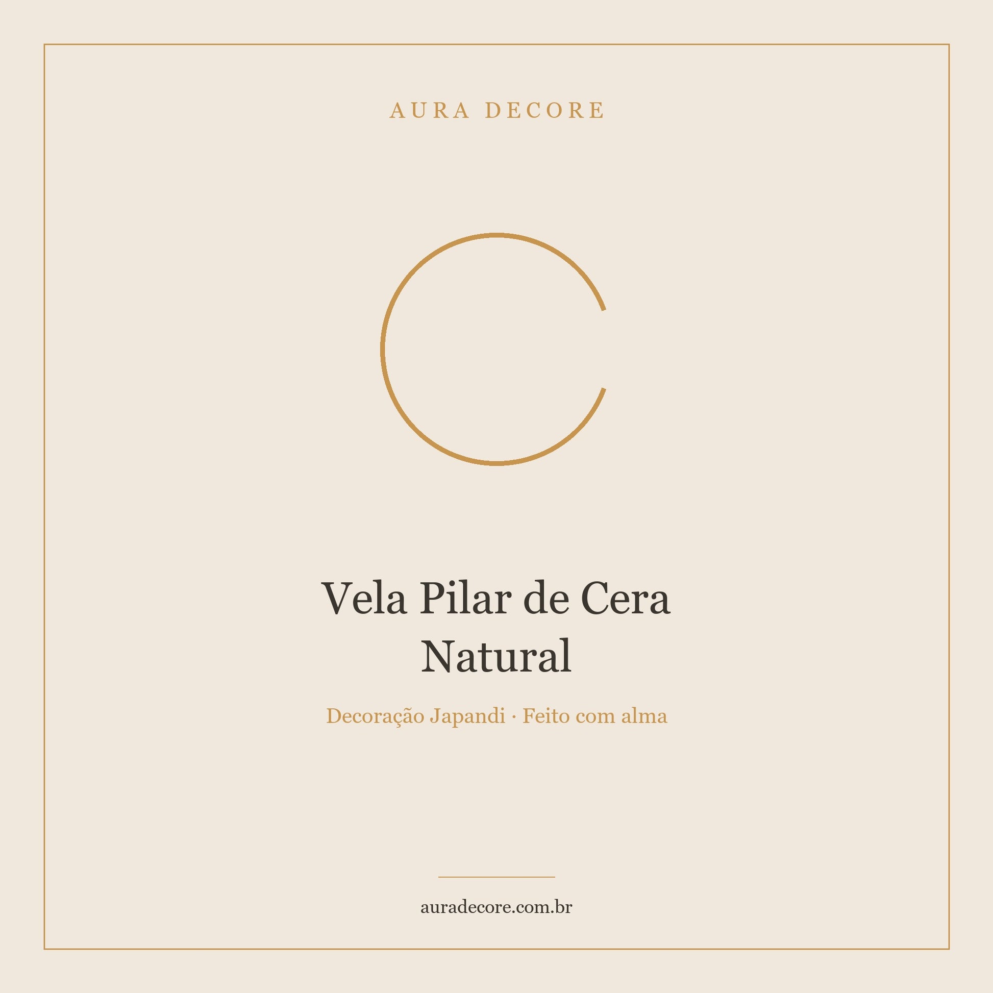 Vela Pilar Cera Natural Tom Argila — Escultura que Acende | Aura Decore